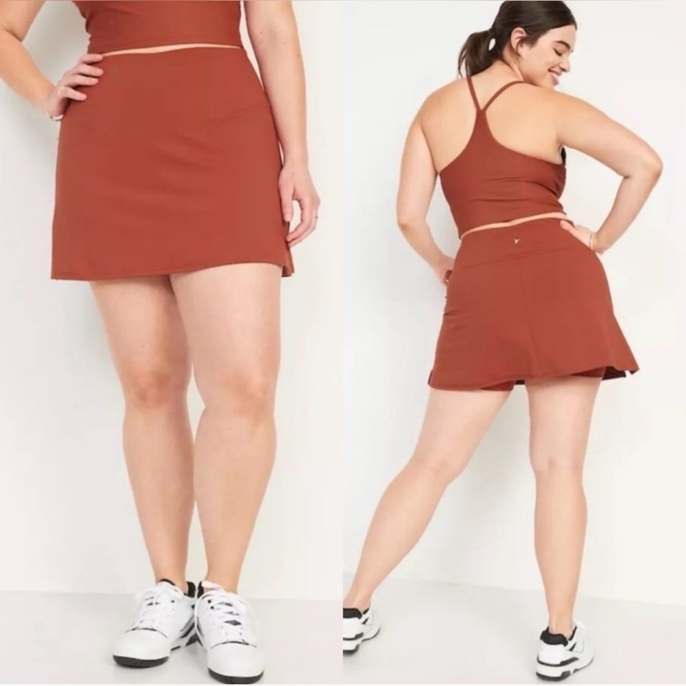 NWT Old Navy Active Powersoft Extra High-Rise Go Dry Orange Skirt Skort Size XL